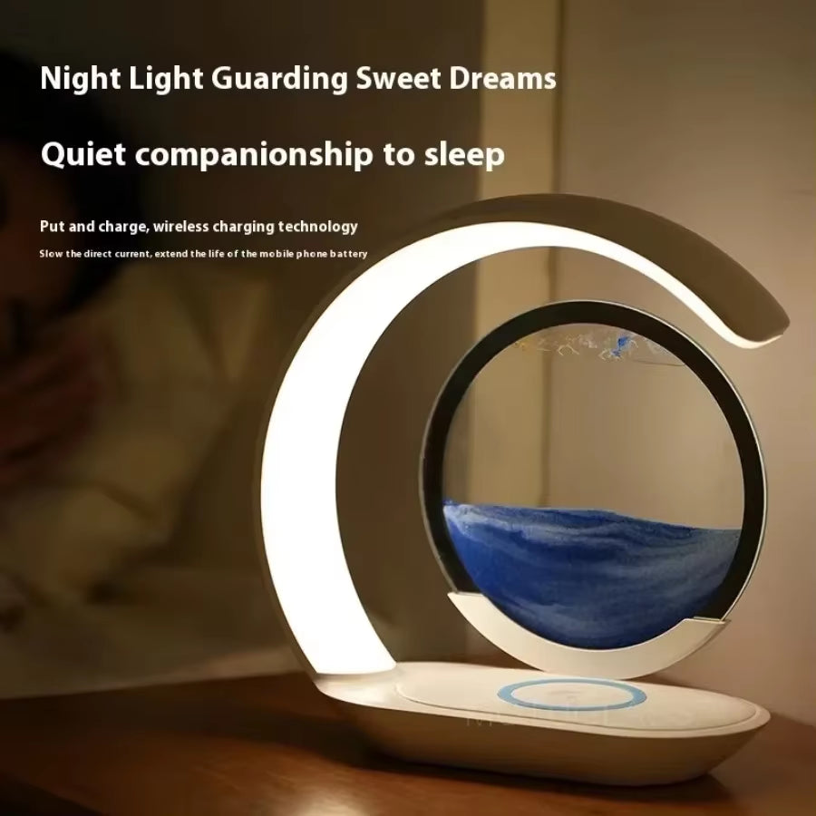 GlowSand™ 3-in-1 Hourglass Lamp: Wireless Charger, Sand Art &amp; Mood Light in One Elegant Design