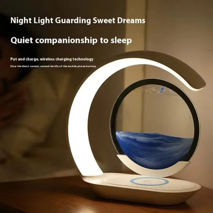 GlowSand™ 3-in-1 Hourglass Lamp: Wireless Charger, Sand Art &amp; Mood Light in One Elegant Design