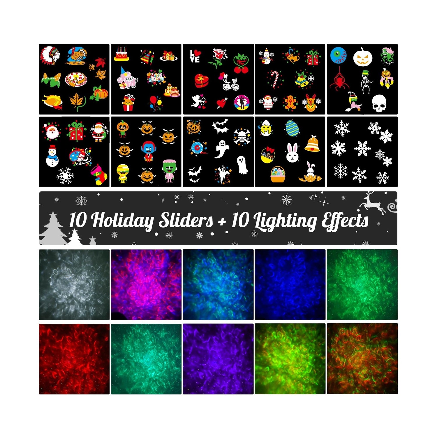 🎄🎃 COOLWUFAN Upgrade Waterproof Outdoor Christmas &amp; Halloween Projector Lights