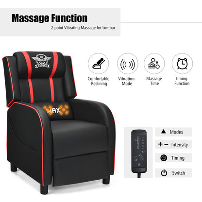 Massage Gaming Recliner Chair with Side Pockets – Ergonomic Comfort for Gamers &amp; Relaxation