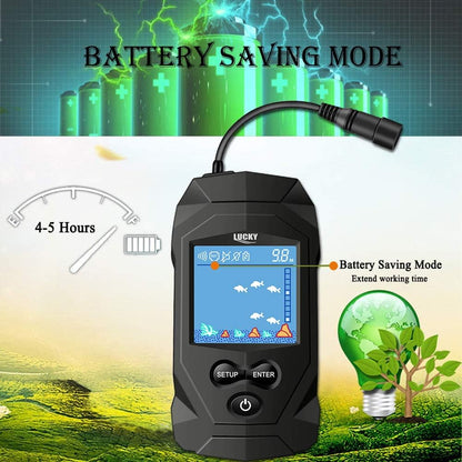 Portable Fish Finder Kit with Wired Transducer – LCD Depth Finder for Kayak, Boat &amp; Ice Fishing