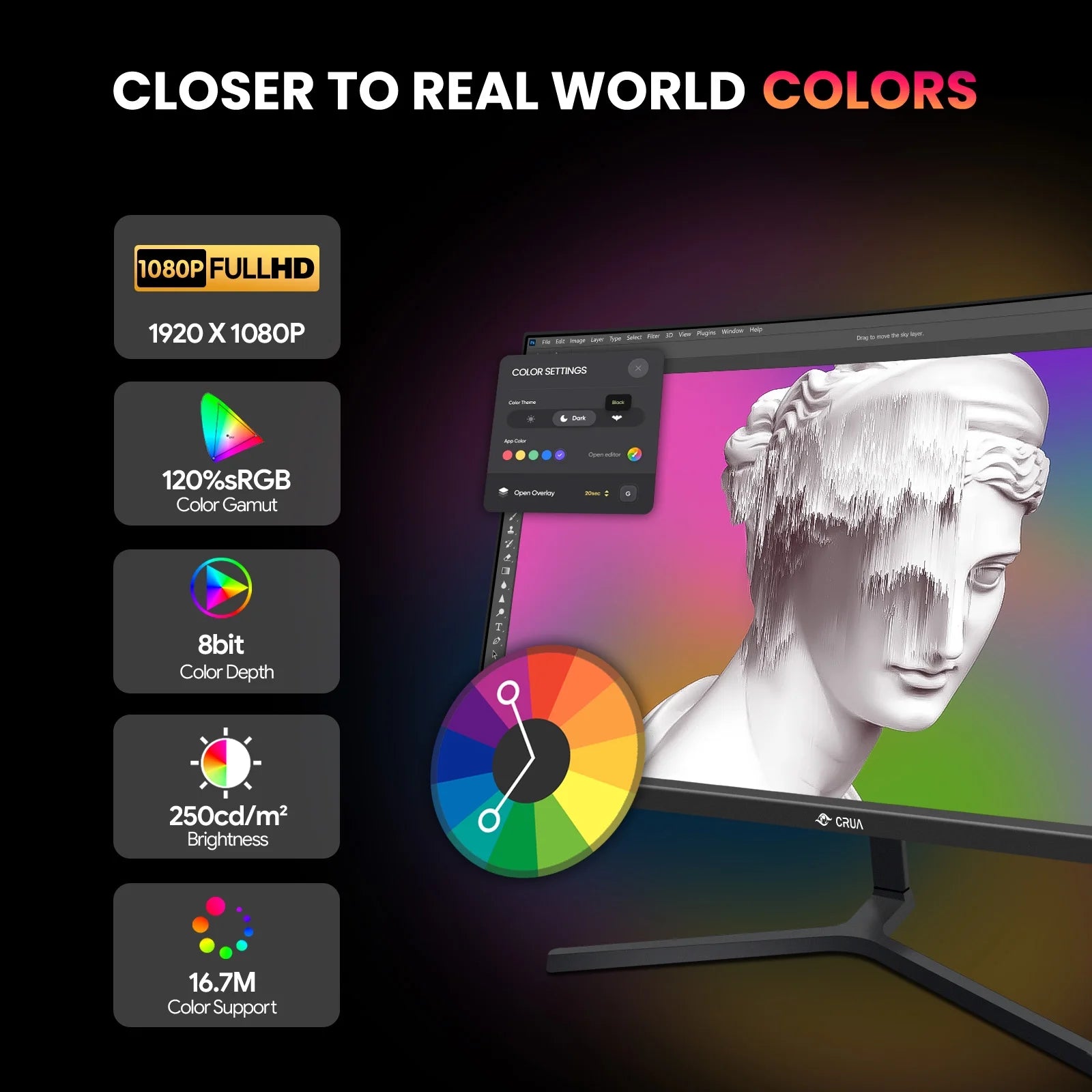 🎮 24&quot; Curved Gaming Monitor – FHD 1080P, 165Hz/180Hz Refresh Rate, FreeSync, 120% sRGB, Low Motion Blur – Black