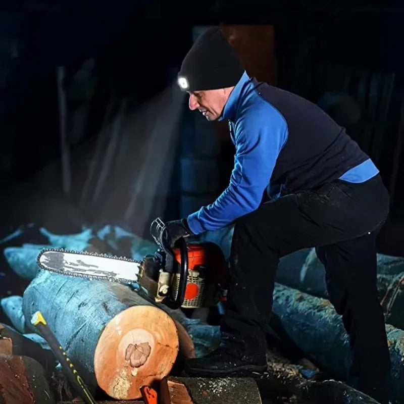 GlowGear™ LED Beanie Hat: USB Rechargeable Winter Headlamp Cap for Warmth &amp; Hands-Free Light