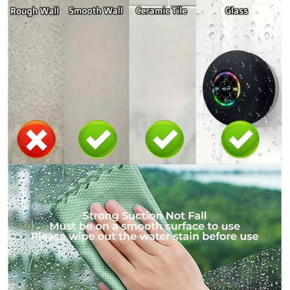 AquaBeat Mini: Waterproof LED Bluetooth Speaker with Powerful Sound &amp; Suction Cup Mount
