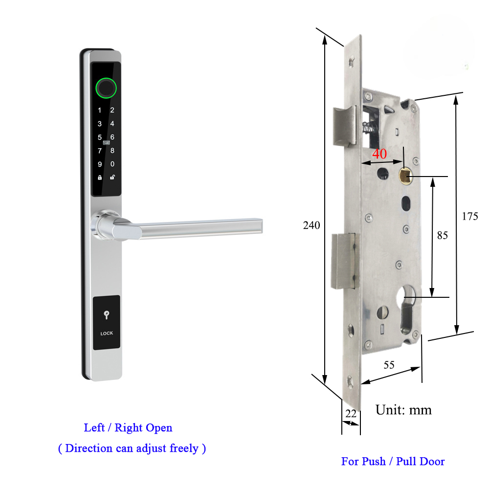 Waterproof Smart Lock for Sliding Doors – Fingerprint, Password &amp; Card Access with Keyless Entry