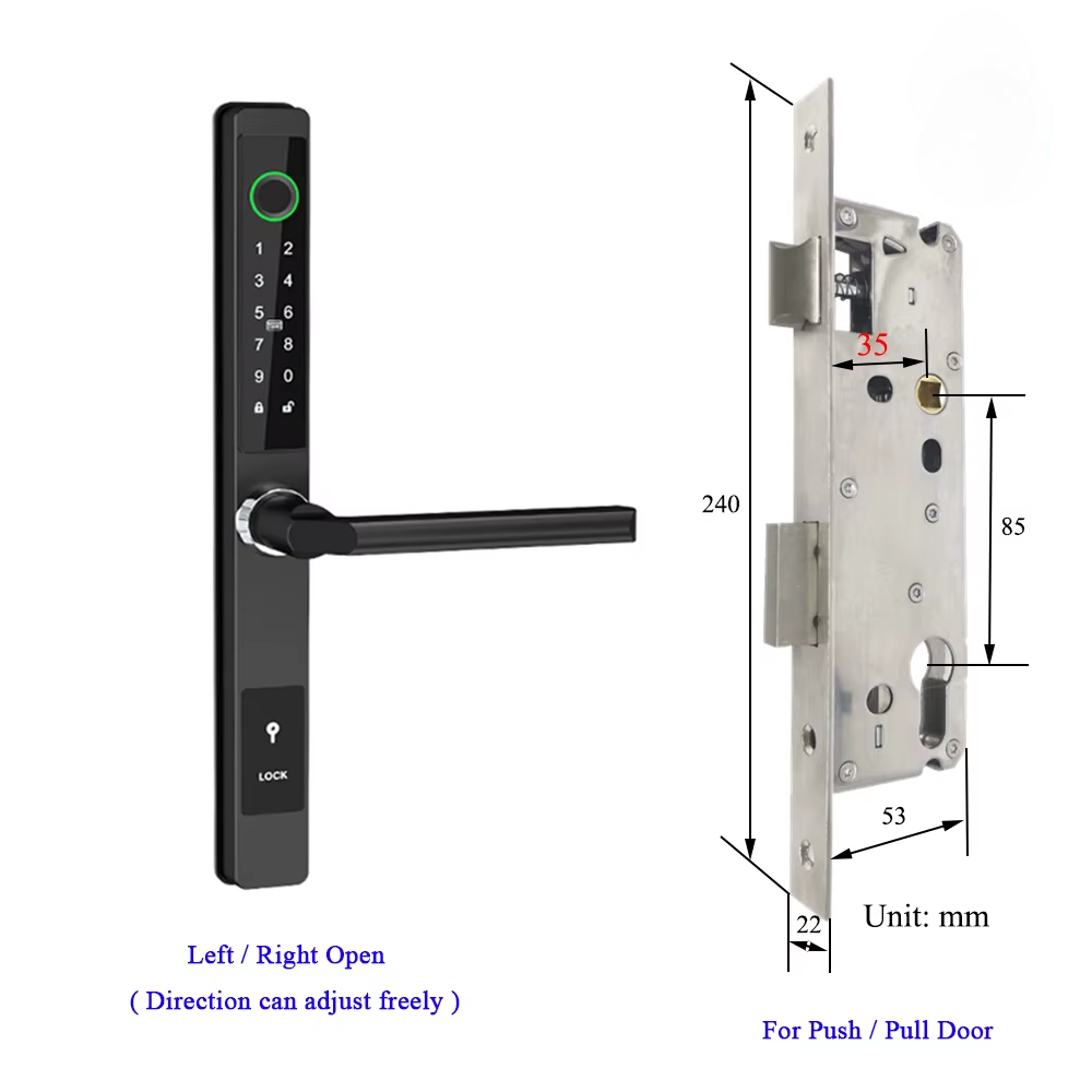 Waterproof Smart Lock for Sliding Doors – Fingerprint, Password &amp; Card Access with Keyless Entry