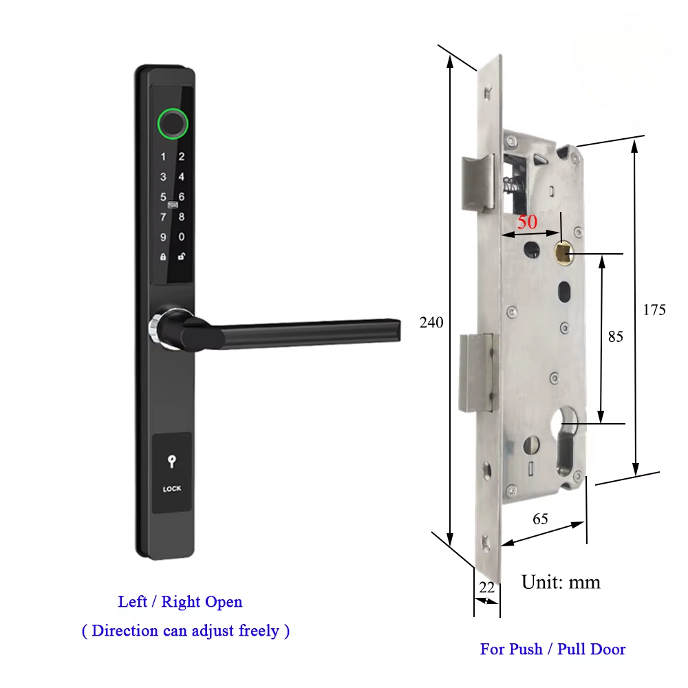 Waterproof Smart Lock for Sliding Doors – Fingerprint, Password &amp; Card Access with Keyless Entry