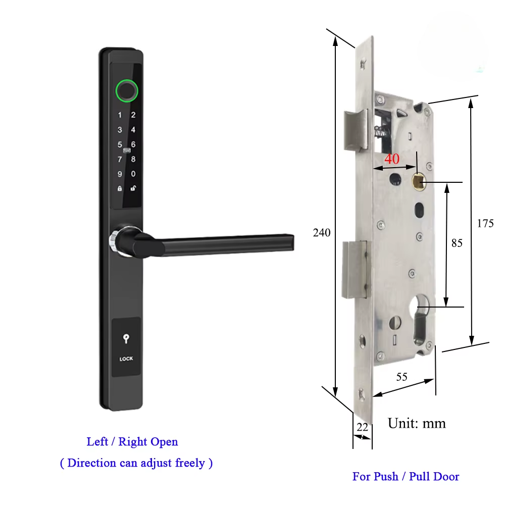 Waterproof Smart Lock for Sliding Doors – Fingerprint, Password &amp; Card Access with Keyless Entry