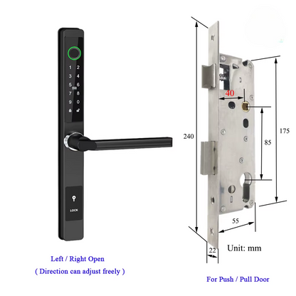 Waterproof Smart Lock for Sliding Doors – Fingerprint, Password &amp; Card Access with Keyless Entry