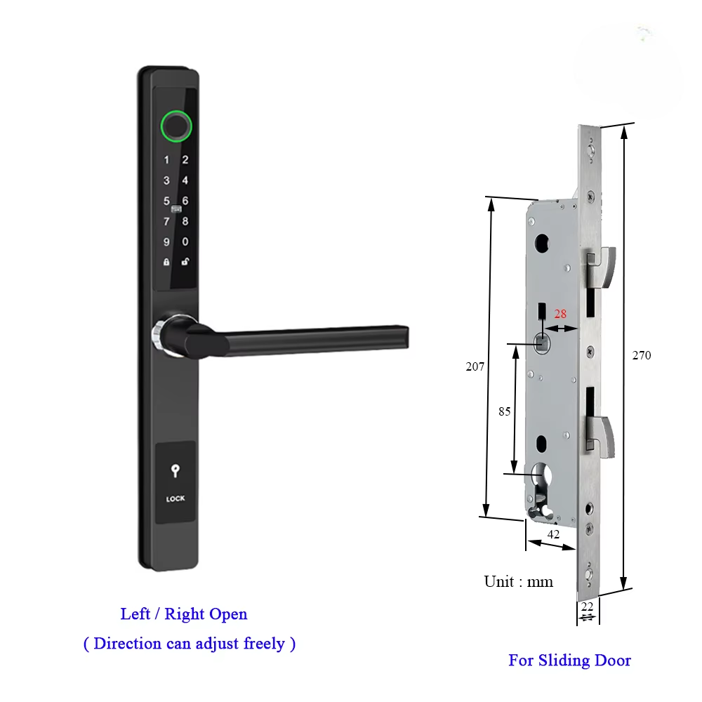 Waterproof Smart Lock for Sliding Doors – Fingerprint, Password &amp; Card Access with Keyless Entry