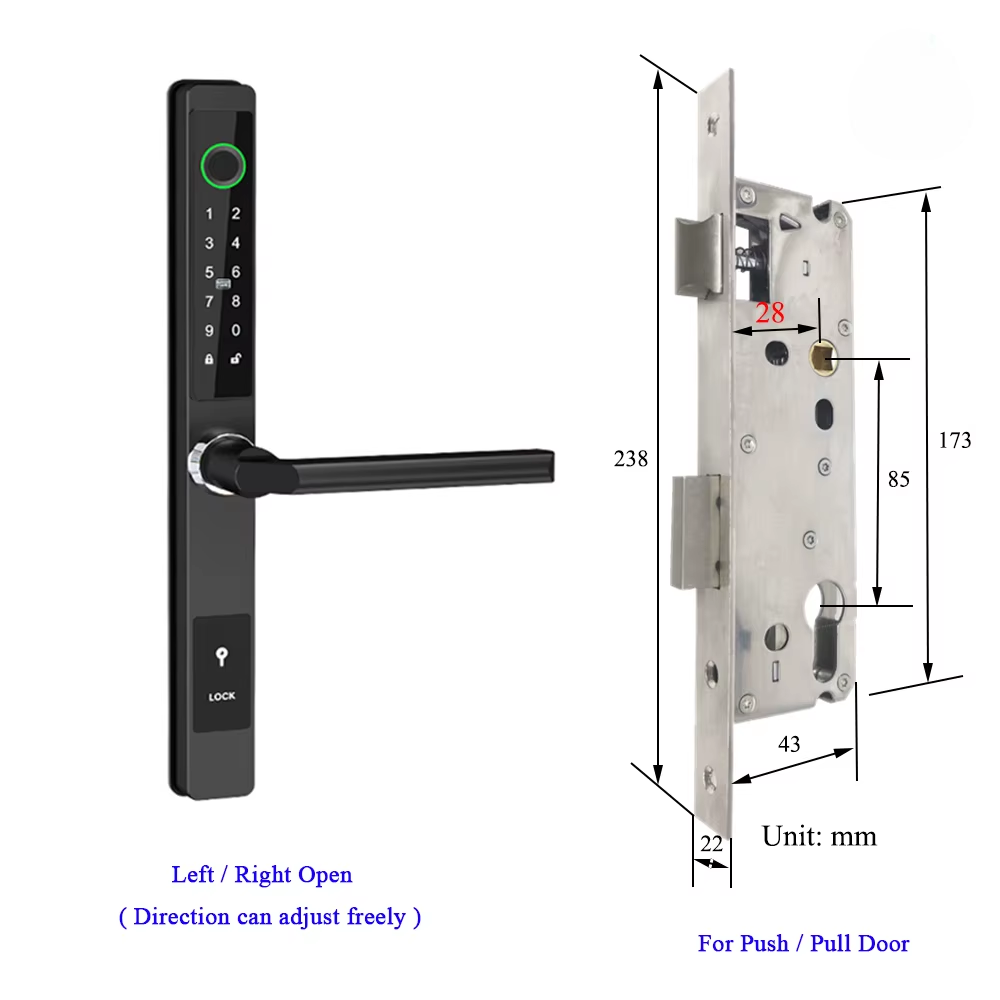 Waterproof Smart Lock for Sliding Doors – Fingerprint, Password &amp; Card Access with Keyless Entry