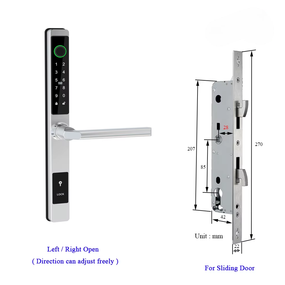 Waterproof Smart Lock for Sliding Doors – Fingerprint, Password &amp; Card Access with Keyless Entry