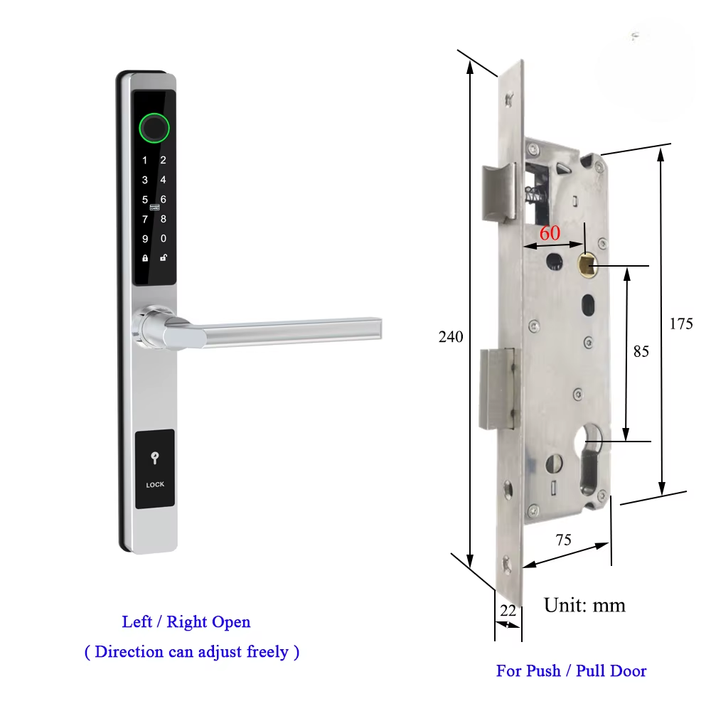 Waterproof Smart Lock for Sliding Doors – Fingerprint, Password &amp; Card Access with Keyless Entry