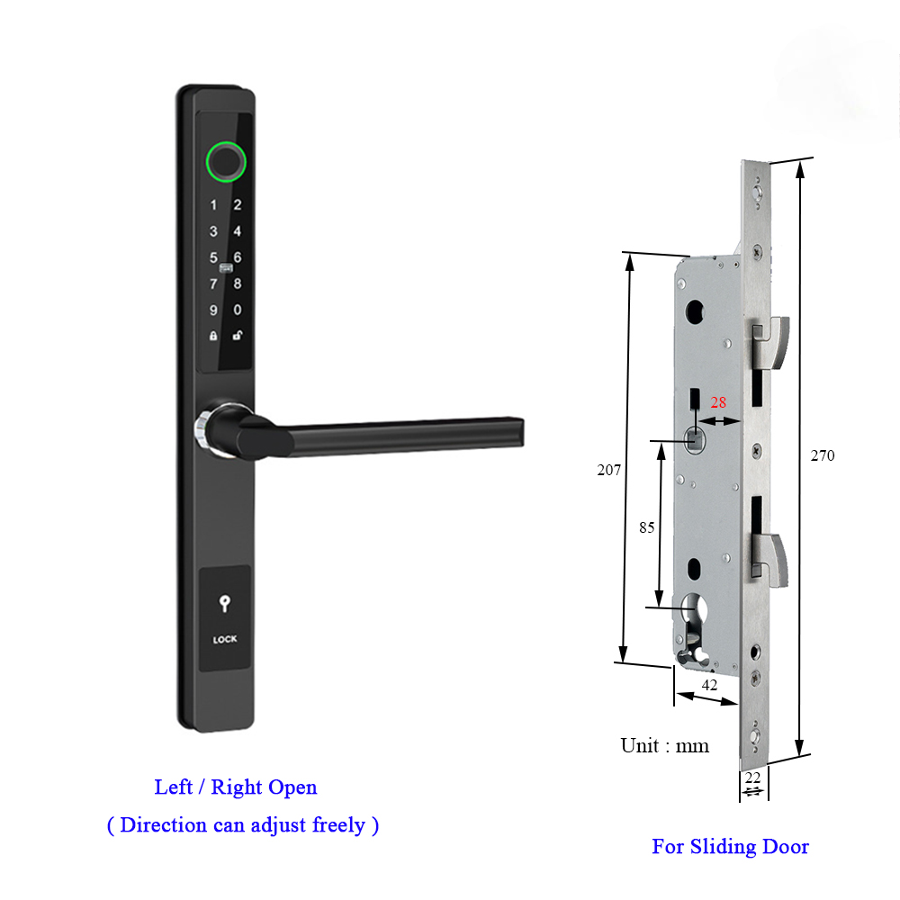 Waterproof Smart Lock for Sliding Doors – Fingerprint, Password &amp; Card Access with Keyless Entry