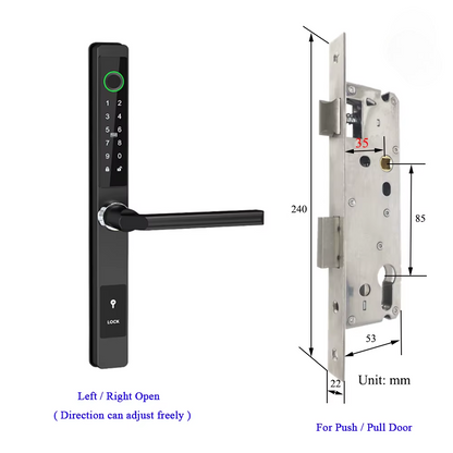 Waterproof Smart Lock for Sliding Doors – Fingerprint, Password &amp; Card Access with Keyless Entry