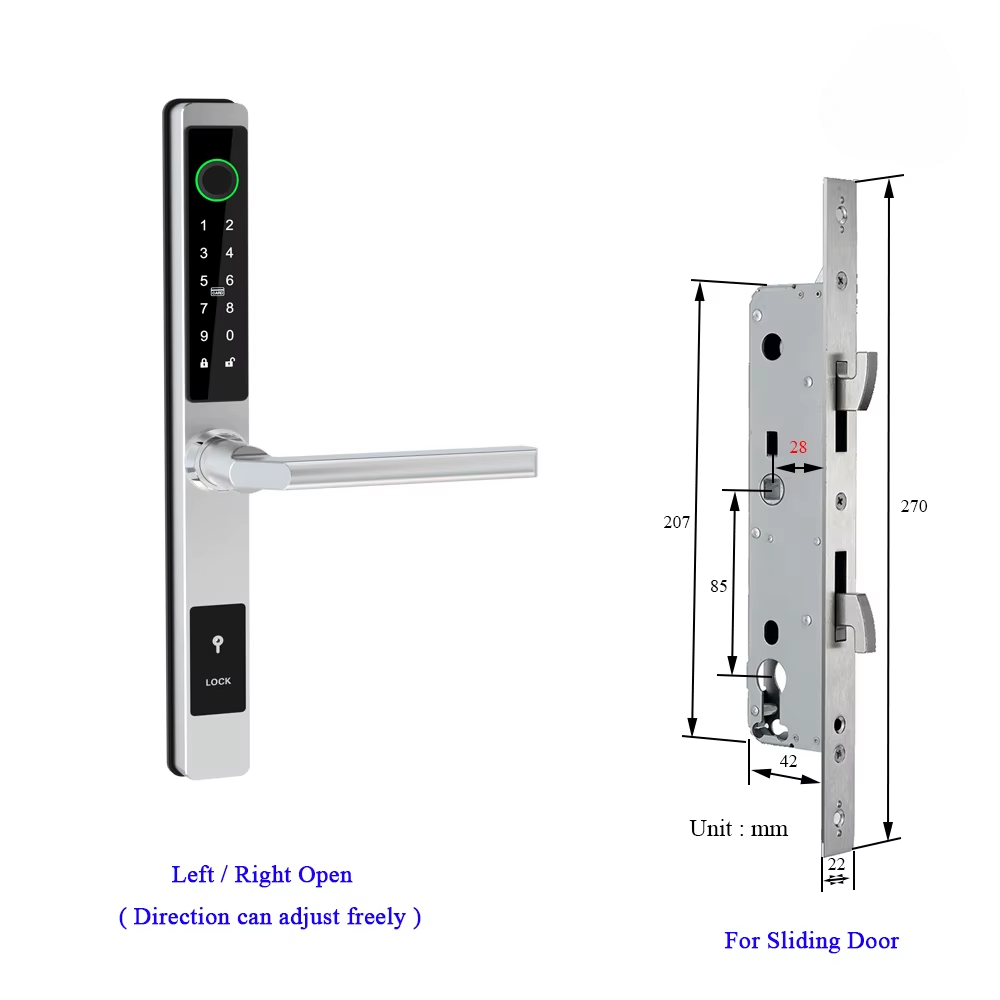 Waterproof Smart Lock for Sliding Doors – Fingerprint, Password &amp; Card Access with Keyless Entry