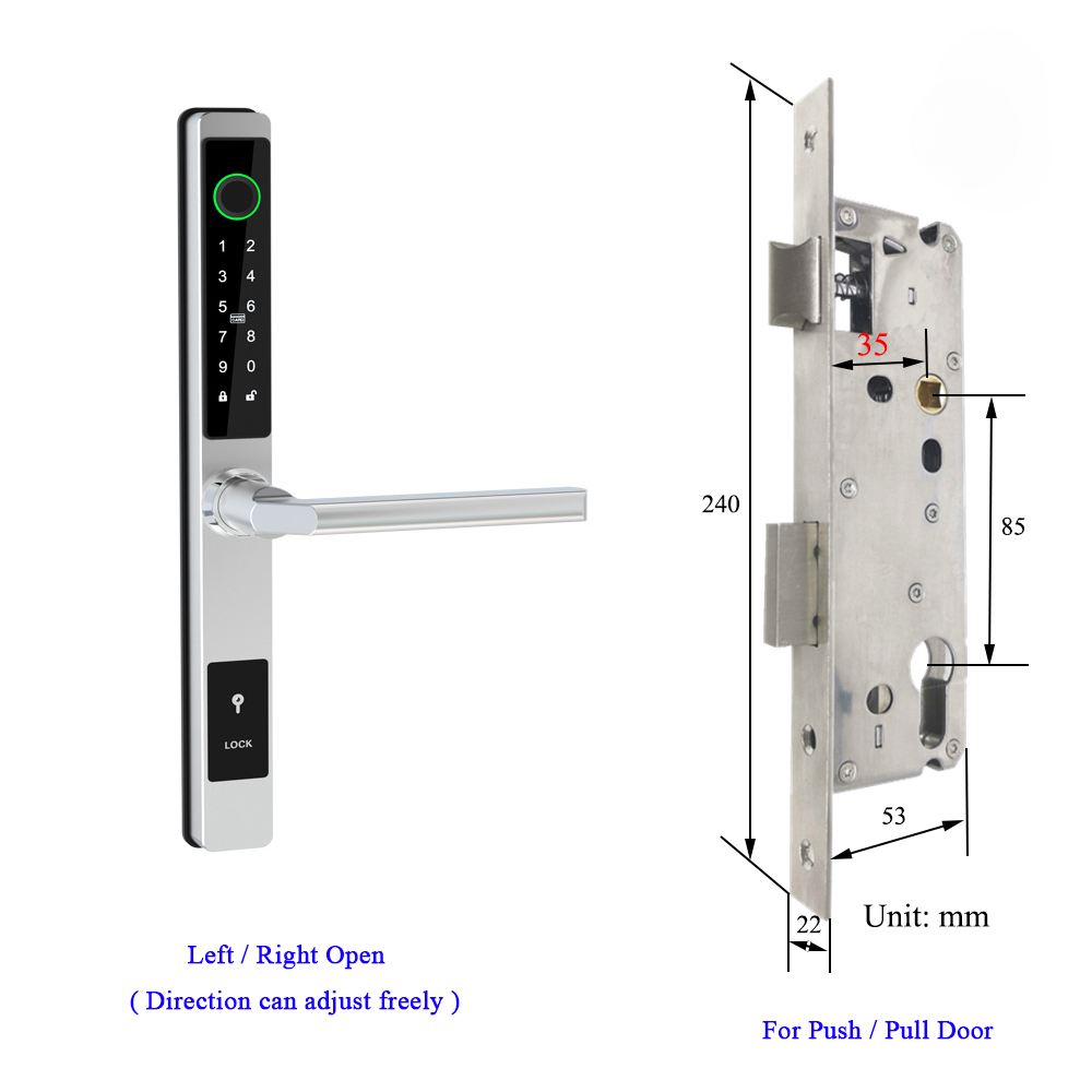 Waterproof Smart Lock for Sliding Doors – Fingerprint, Password &amp; Card Access with Keyless Entry