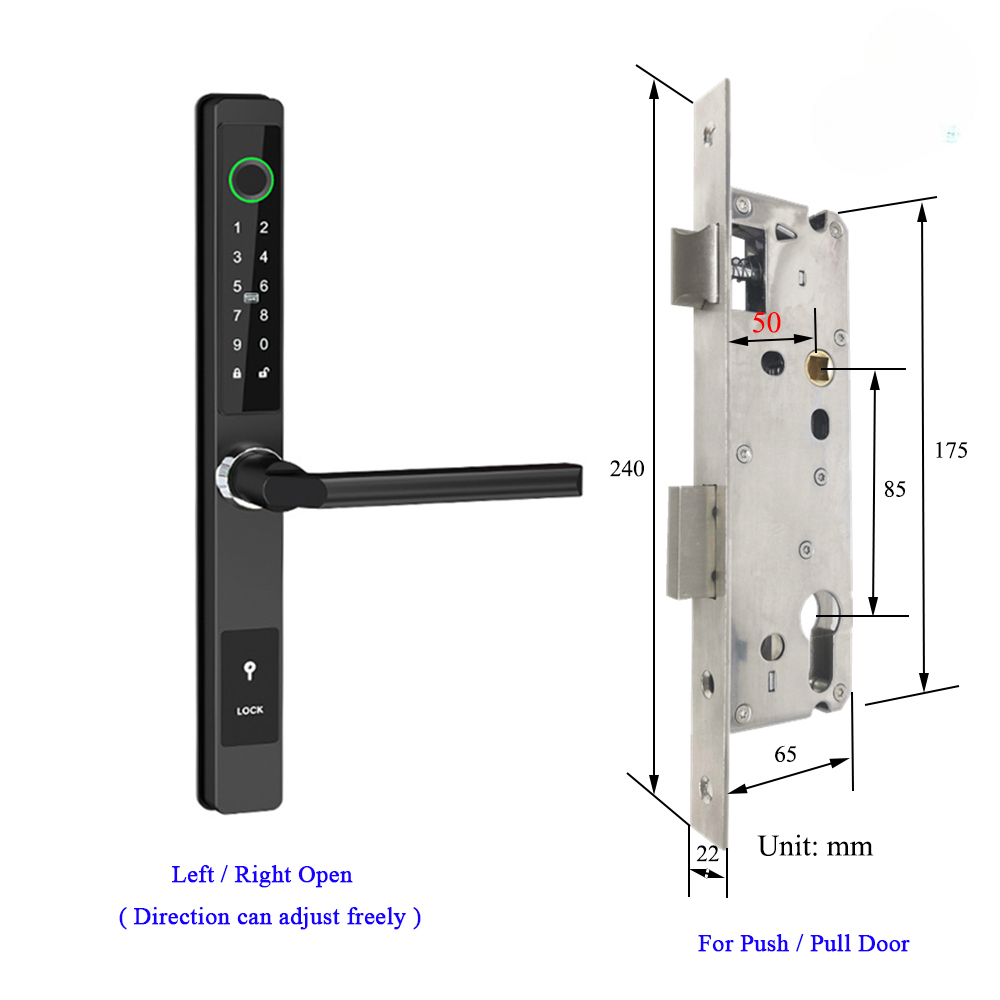 Waterproof Smart Lock for Sliding Doors – Fingerprint, Password &amp; Card Access with Keyless Entry